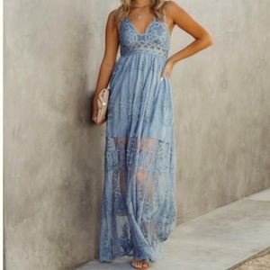 Blue lace maxi dress